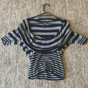 Swooped neckline stripped shirt